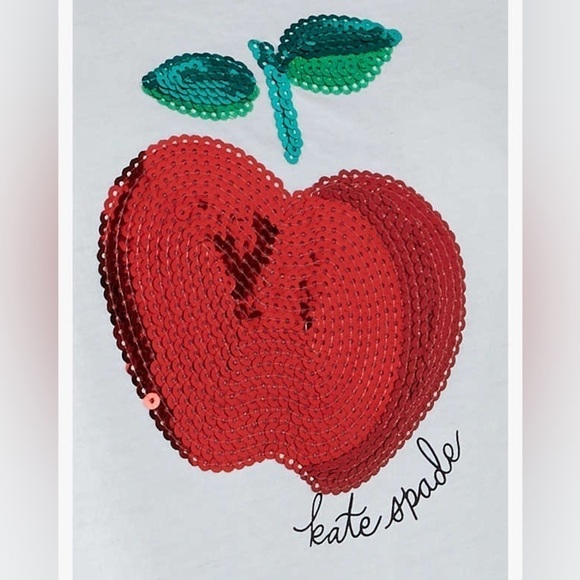 Kate Spade sequin Apple tee size small - Picture 4 of 10